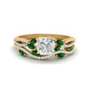 Load image into Gallery viewer, cushion-cut-twisted-vine-luxury-emerald-bridal-ring-set-in-yellow-gold-FDENR3211CUGEMGRANGLE3-NL-YG