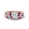 Load image into Gallery viewer, cushion-cut-twisted-vine-luxury-pink-sapphire-bridal-ring-set-in-rose-gold-FDENR3211CUGSADRPIANGLE3-NL-RG