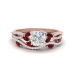 Load image into Gallery viewer, cushion-cut-twisted-vine-luxury-ruby-bridal-ring-set-in-rose-gold-FDENR3211CUGRUDRANGLE3-NL-RG