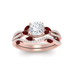 Load image into Gallery viewer, cushion-cut-twisted-vine-luxury-ruby-bridal-ring-set-in-rose-gold-FDENR3211CUGRUDRANGLE3-NL-RG