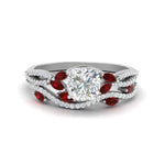 Load image into Gallery viewer, cushion-cut-twisted-vine-luxury-ruby-bridal-ring-set-in-white-gold-FDENR3211CUGRUDRANGLE3-NL-WG