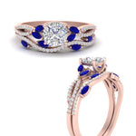 Load image into Gallery viewer, cushion-cut-twisted-vine-luxury-sapphire-bridal-ring-set-in-rose-gold-FDENR3211CUGSABLANGLE3-NL-RG
