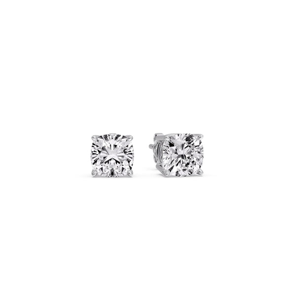Cushion Cut Basket Solitaire Studs Earrings (IGI Certified)