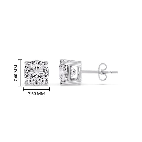 Cushion Diamond Basket Stud Earring