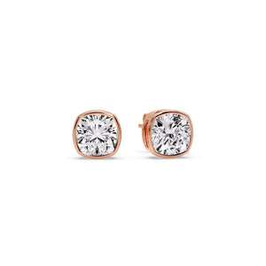 Cushion Diamond Bezel Set Solitaire Certified Stud Earrings