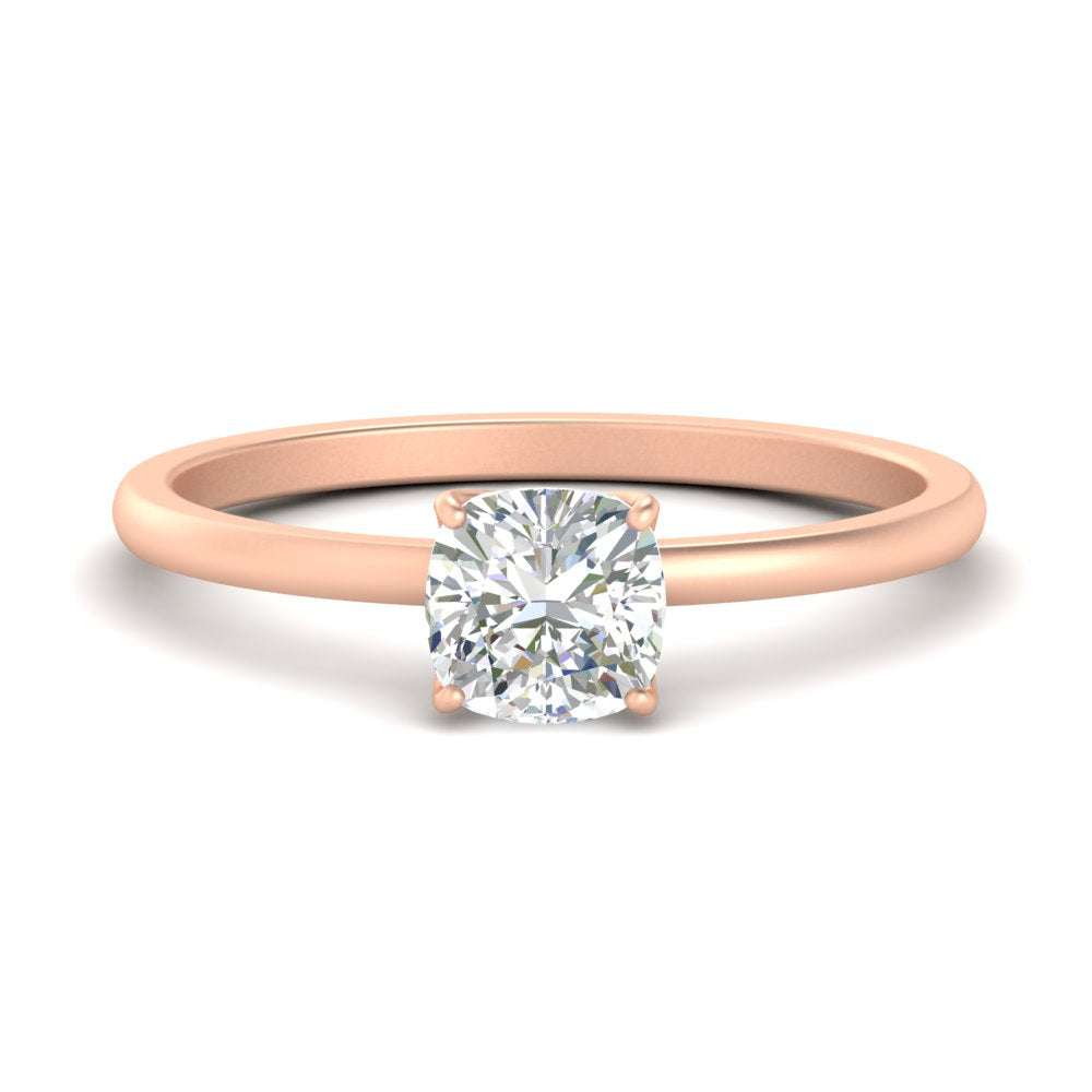 Tulip Solitaire Cushion Engagement Ring