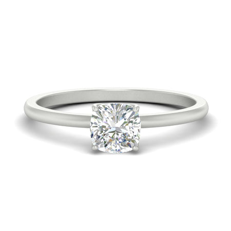 Tulip Floral Head Solitaire Cushion Engagement Ring