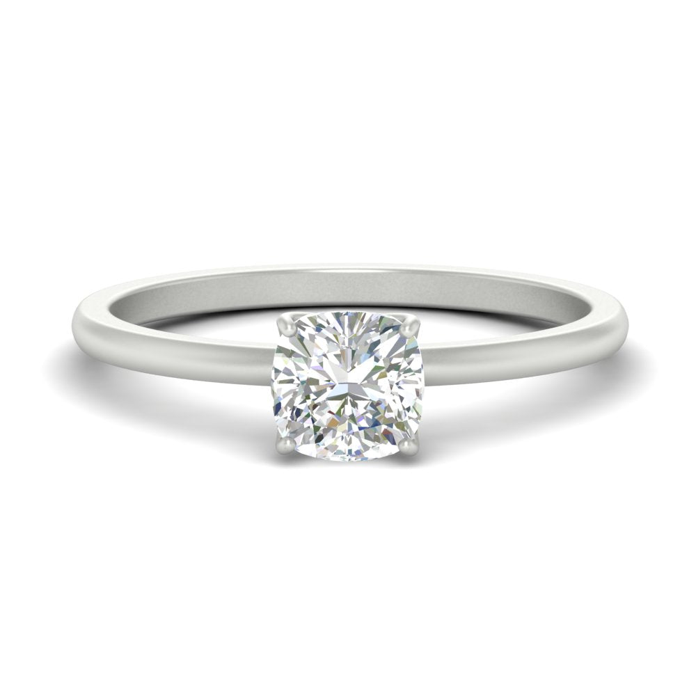 Tulip Solitaire Cushion Engagement Ring