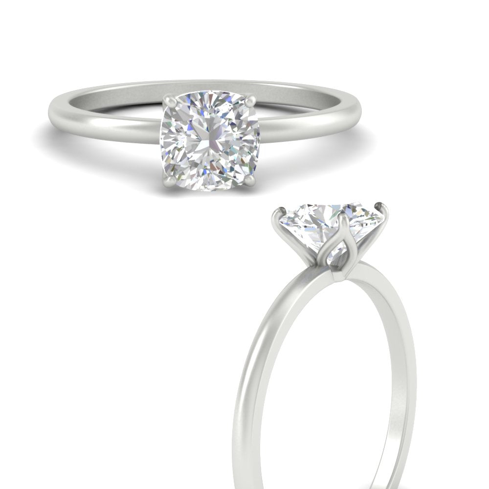 Tulip Solitaire Cushion Engagement Ring