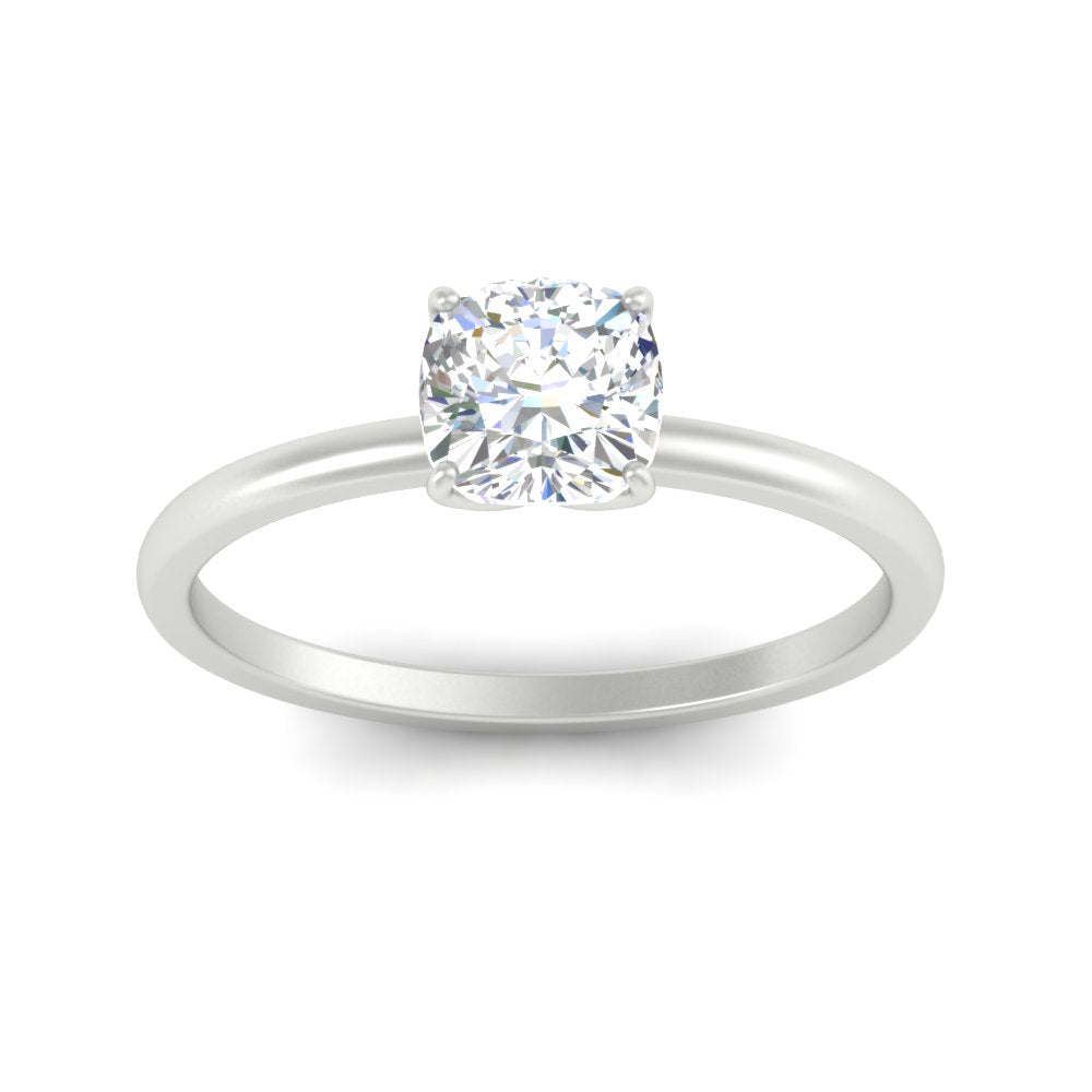 Tulip Solitaire Cushion Engagement Ring