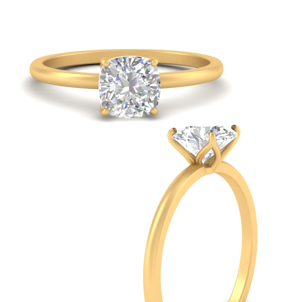 Tulip Solitaire Cushion Engagement Ring