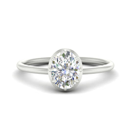 Milgrain Oval Diamond Solitaire Engagement Ring
