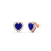 Load image into Gallery viewer, cute-heart-sapphire-halo-diamond-earrings-in-rose-gold-FDEAR11270HTGSABLANGLE1-NL-RG