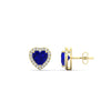Load image into Gallery viewer, cute-heart-sapphire-halo-diamond-earrings-in-yellow-gold-FDEAR11270HTGSABLANGLE1-NL-YG