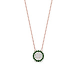 Load image into Gallery viewer, daisy-pendant-diamond-necklace-with-emerald-halo-in-FDPD10788-GEMGR-ANGLE1-NL-RG
