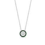 Load image into Gallery viewer, daisy-pendant-diamond-necklace-with-emerald-halo-in-FDPD10788-GEMGR-ANGLE1-NL-WG
