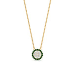 Load image into Gallery viewer, daisy-pendant-diamond-necklace-with-emerald-halo-in-FDPD10788-GEMGR-ANGLE1-NL-YG
