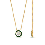 Load image into Gallery viewer, daisy-pendant-diamond-necklace-with-emerald-halo-in-FDPD10788-GEMGR-ANGLE1-NL-YG
