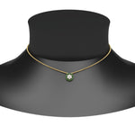 Load image into Gallery viewer, daisy-pendant-diamond-necklace-with-emerald-halo-in-FDPD10788-GEMGR-ANGLE1-NL-YG
