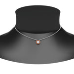 Load image into Gallery viewer, daisy-pendant-diamond-necklace-with-orange-sapphire-halo-in-FDPD10788-GSAOR-ANGLE1-NL-WG
