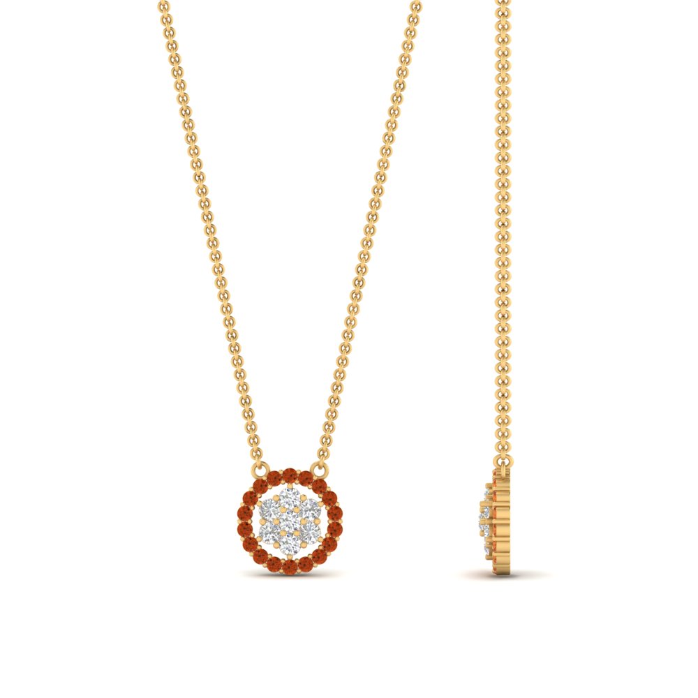 daisy-pendant-diamond-necklace-with-orange-sapphire-halo-in-FDPD10788-GSAOR-ANGLE1-NL-YG