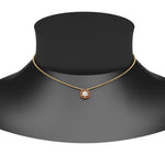 Load image into Gallery viewer, daisy-pendant-diamond-necklace-with-orange-sapphire-halo-in-FDPD10788-GSAOR-ANGLE1-NL-YG
