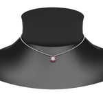 Load image into Gallery viewer, daisy-pendant-diamond-necklace-with-pink-sapphire-halo-in-FDPD10788-GSADRPI-ANGLE1-NL-WG
