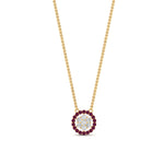 Load image into Gallery viewer, daisy-pendant-diamond-necklace-with-pink-sapphire-halo-in-FDPD10788-GSADRPI-ANGLE1-NL-YG
