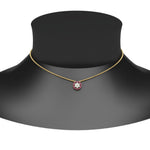Load image into Gallery viewer, daisy-pendant-diamond-necklace-with-pink-sapphire-halo-in-FDPD10788-GSADRPI-ANGLE1-NL-YG
