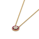 Load image into Gallery viewer, daisy-pendant-diamond-necklace-with-pink-sapphire-halo-in-FDPD10788-GSADRPI-ANGLE1-NL-YG
