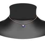 Load image into Gallery viewer, daisy-pendant-diamond-necklace-with-sapphire-halo-in-FDPD10788-GSABL-ANGLE1-NL-RG
