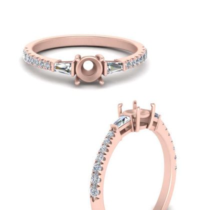 Semi Mount Diamond Ring with Baguette Side Stones