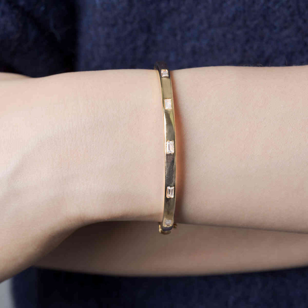 Delicate Baguette Bangle Bracelet