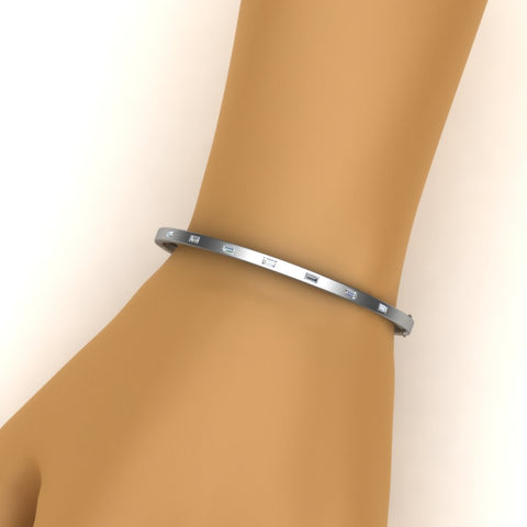 Delicate Baguette Bangle Bracelet