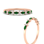 Load image into Gallery viewer, delicate-emerald-marquise-and-round-stack-wedding-band-in-rose-gold-FD11310BGEMGRANGLE3-NL-RG.jpg

