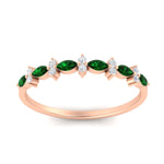 Load image into Gallery viewer, delicate-emerald-marquise-and-round-stack-wedding-band-in-rose-gold-FD11310BGEMGRANGLE3-NL-RG.jpg
