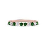 Load image into Gallery viewer, delicate-floating-emerald-wedding-band-in-rose-gold-FDENS3137BGEMGRANGLE3-NL-RG
