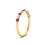 Load image into Gallery viewer, delicate-floating-pink-sapphire-wedding-band-in-yellow-gold-FDENS3137BGSADRPIANGLE3-NL-YG
