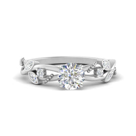 Delicate Flower Round Engagement Ring