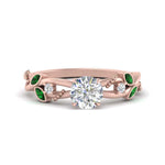 Load image into Gallery viewer, delicate-flower-round-diamond-ring-with-emerald-in-rose-gold-FDENR2598RORGEMGR-NL-RG

