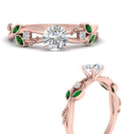 Load image into Gallery viewer, delicate-flower-round-diamond-ring-with-emerald-in-rose-gold-FDENR2598RORGEMGR-NL-RG
