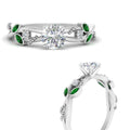 Thumbnail 35 - delicate-flower-round-diamond-ring-with-emerald-in-white-gold-FDENR2598RORGEMGR-NL-WG