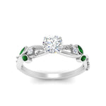 Load image into Gallery viewer, delicate-flower-round-diamond-ring-with-emerald-in-white-gold-FDENR2598RORGEMGR-NL-WG
