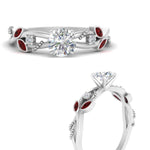 Load image into Gallery viewer, delicate-flower-round-diamond-ring-with-ruby-in-white-gold-FDENR2598RORGRUDR-NL-WG
