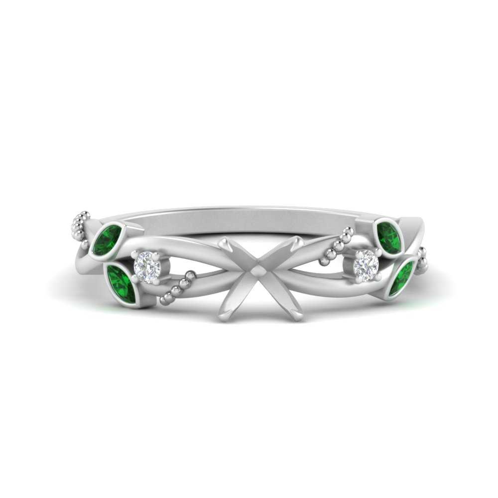 delicate-flower-semi-mount-diamond-ring-with-emerald-in-white-gold-FDENR2598SMRGEMGR-NL-WG