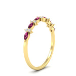 Load image into Gallery viewer, delicate-pink-sapphire-marquise-and-round-stack-wedding-band-in-yellow-gold-FD11310BGSADRPIANGLE3-NL-YG.jpg
