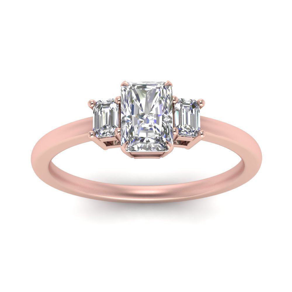 Radiant Cut Delicate Three Stone Ring