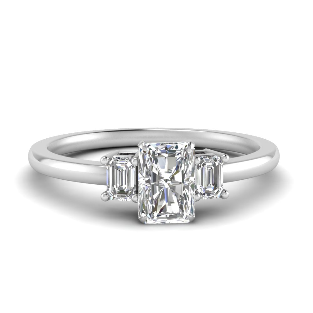 Radiant Cut Delicate Three Stone Ring