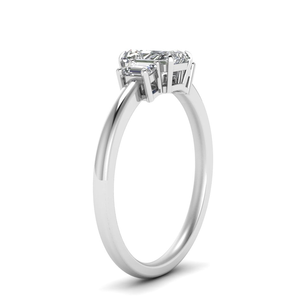Radiant Cut Delicate Three Stone Ring