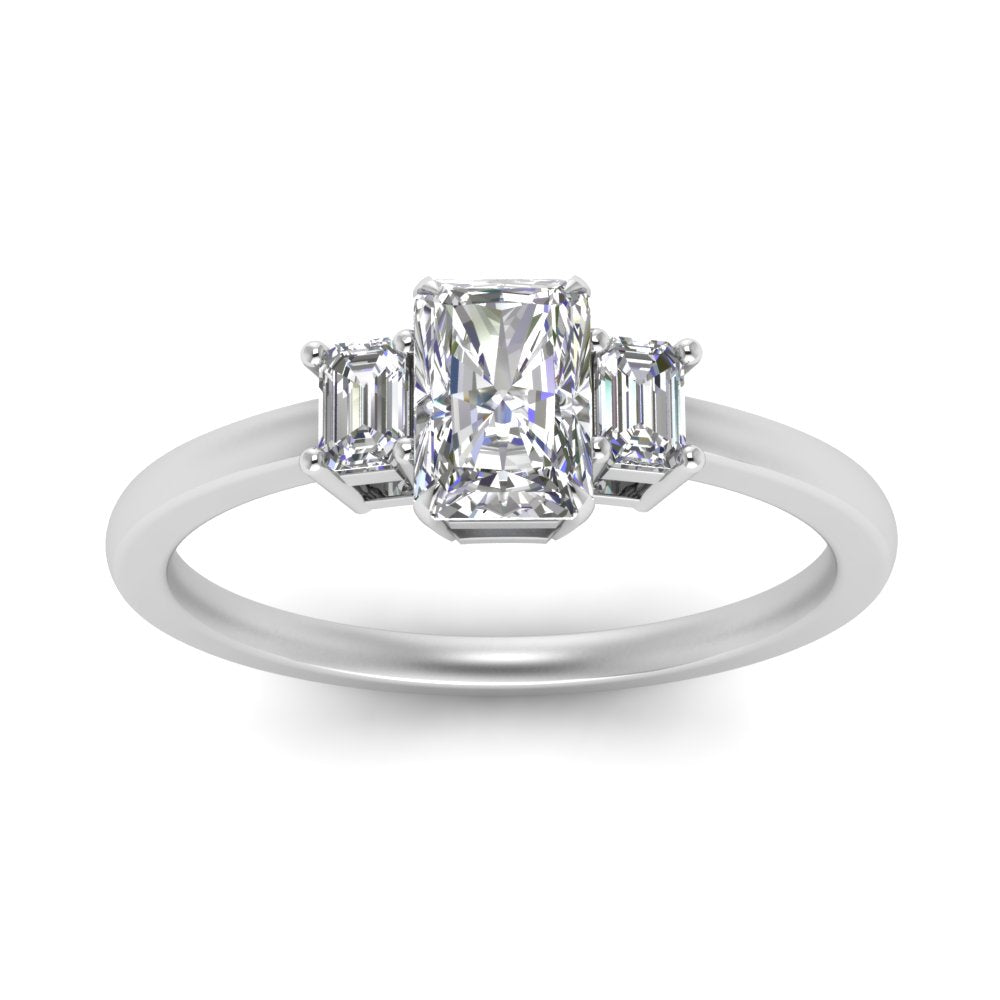 Radiant Cut Delicate Three Stone Ring